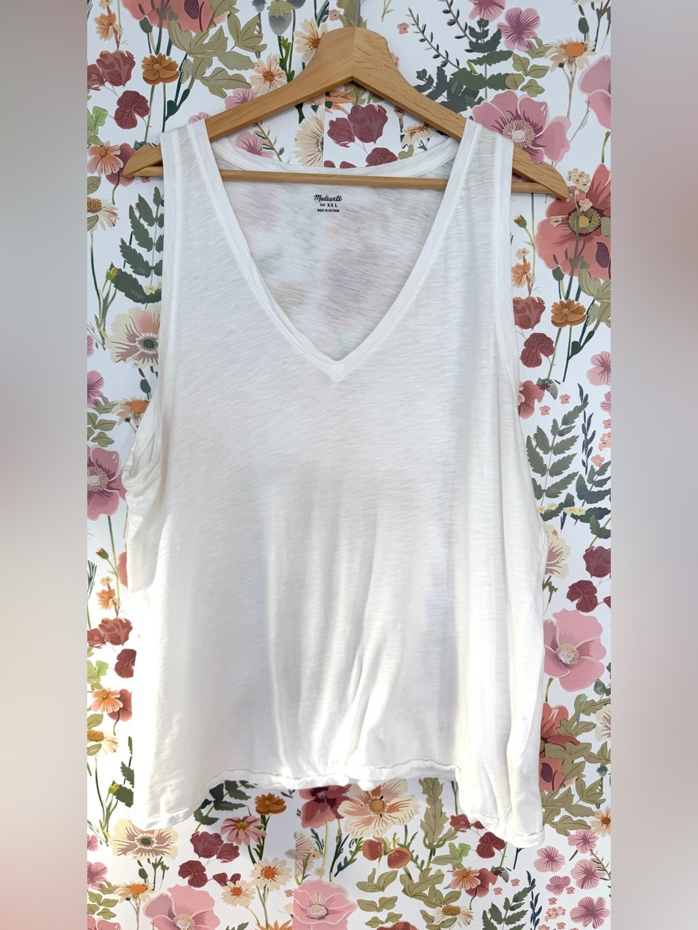 Madewell White V-Neck Tank Top